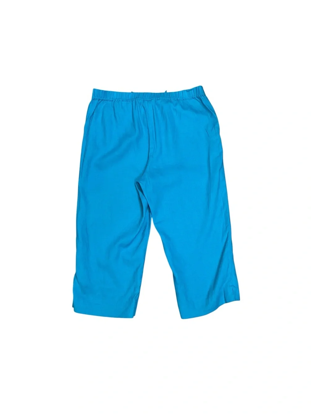 Kim Rogers Women's size 8 petite Turquoise 100% Linen crop Pants